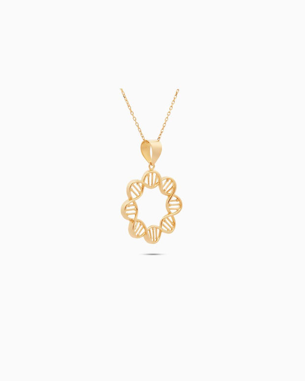 18K Gold Helix Circle Pendant