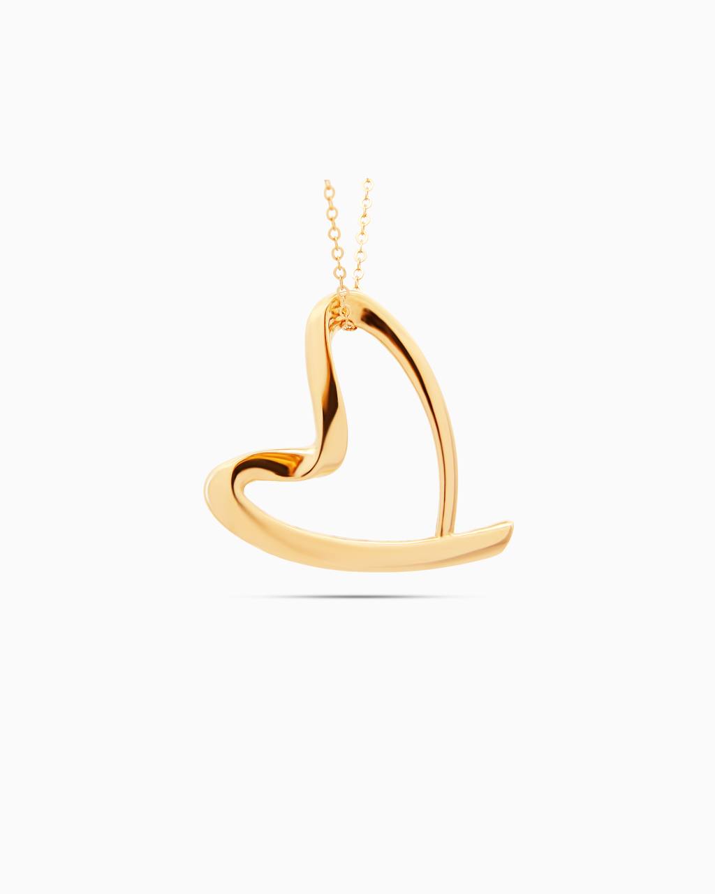 18K Gold Open Heart Curve Pendant