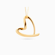 18K Gold Open Heart Curve Pendant