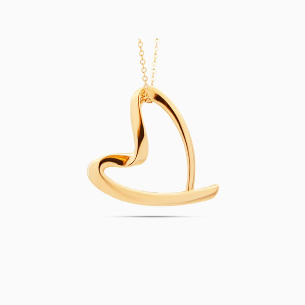 18K Gold Open Heart Curve Pendant