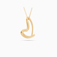 18K Gold Open Heart Curve Pendant