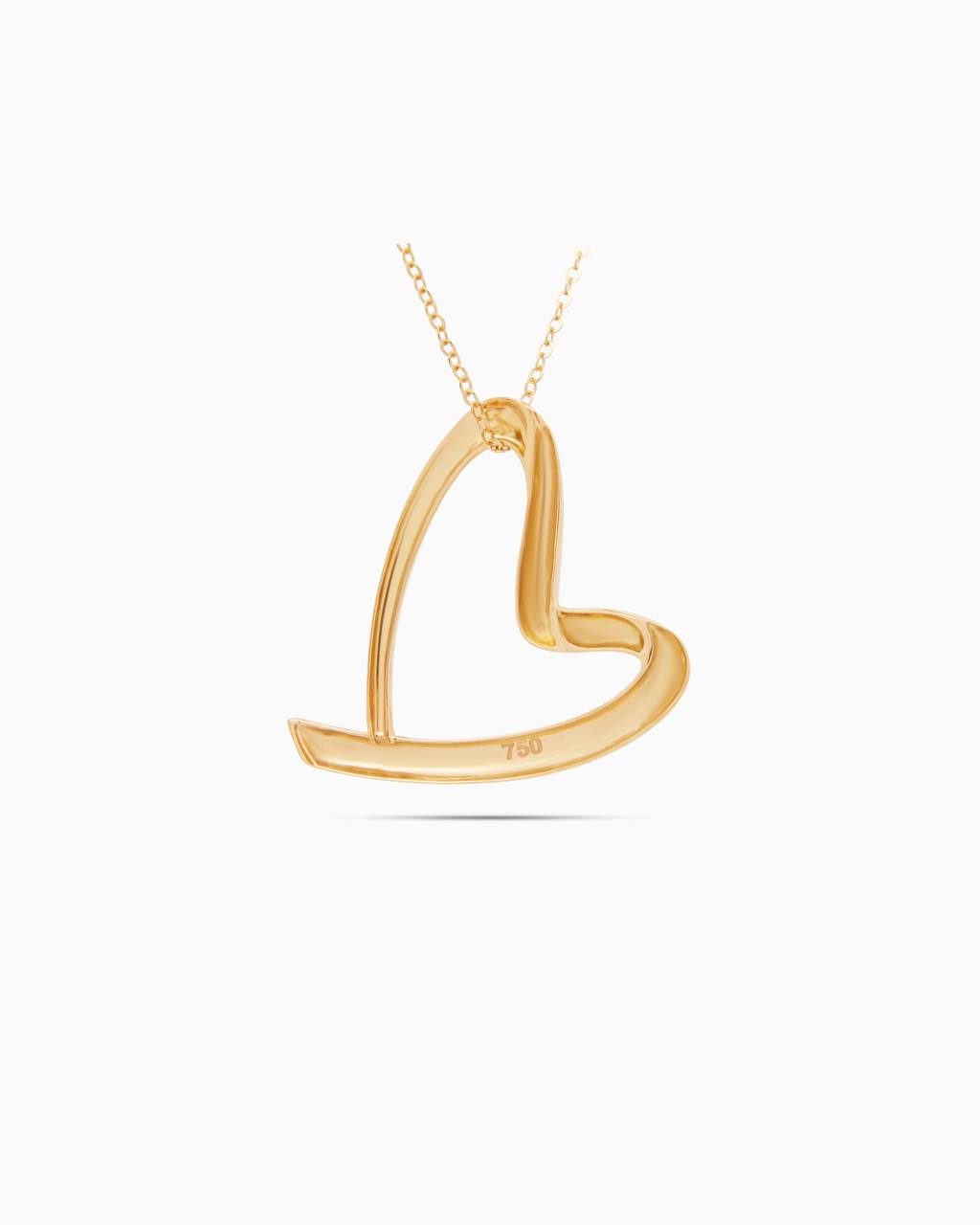 18K Gold Open Heart Curve Pendant