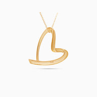18K Gold Open Heart Curve Pendant