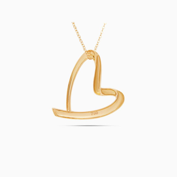 18K Gold Open Heart Curve Pendant