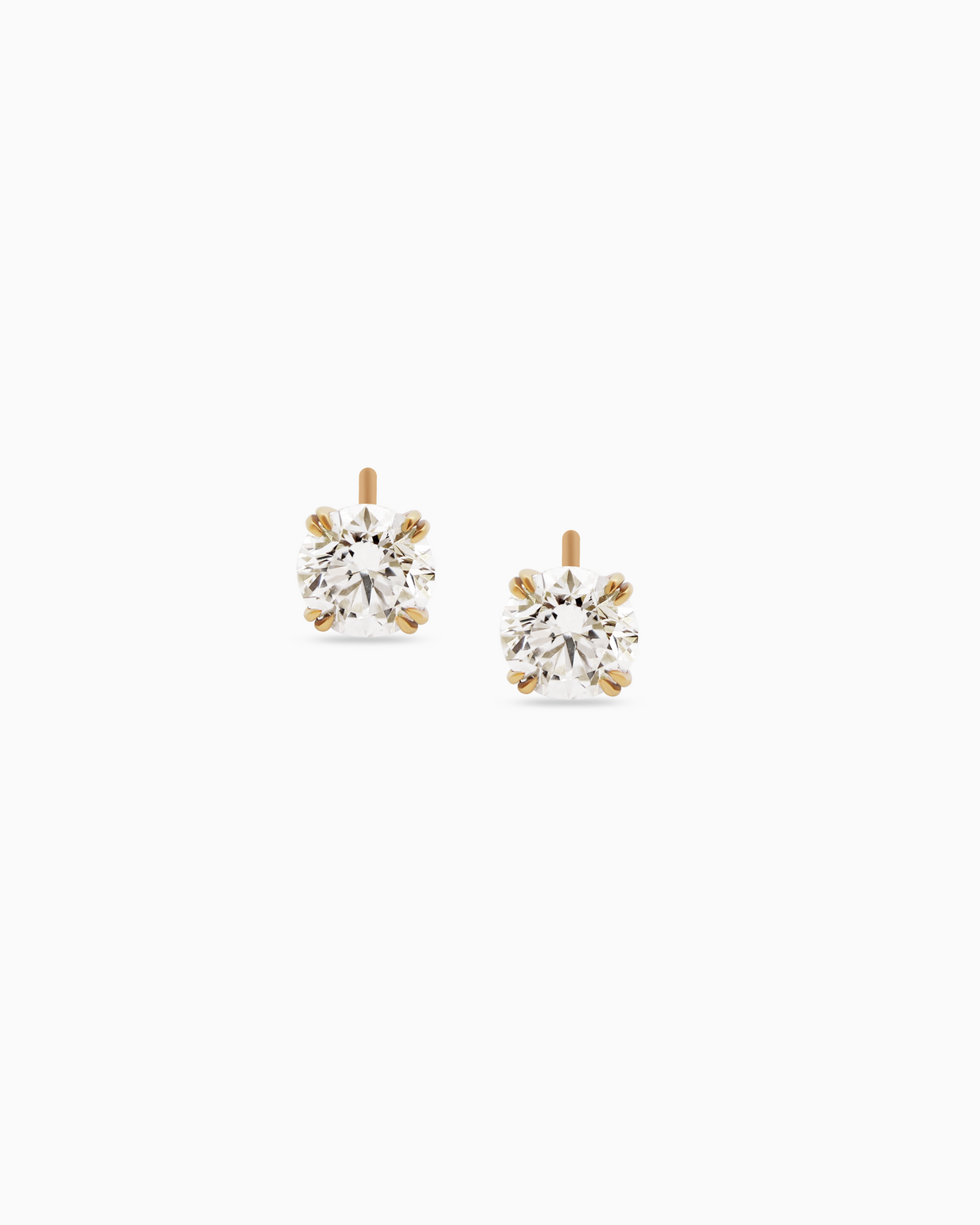 2-Carat Solitaire Stud Earrings – 18k Yellow Gold (2.10ctw)
