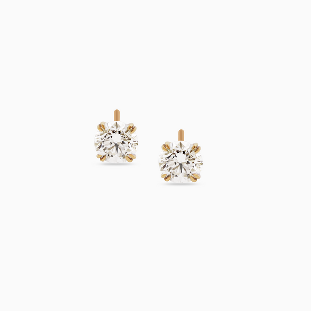 2-Carat Solitaire Stud Earrings – 18k Yellow Gold (2.10ctw)